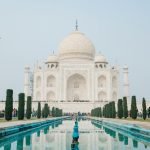low angle shot of taj mahal mausoleum